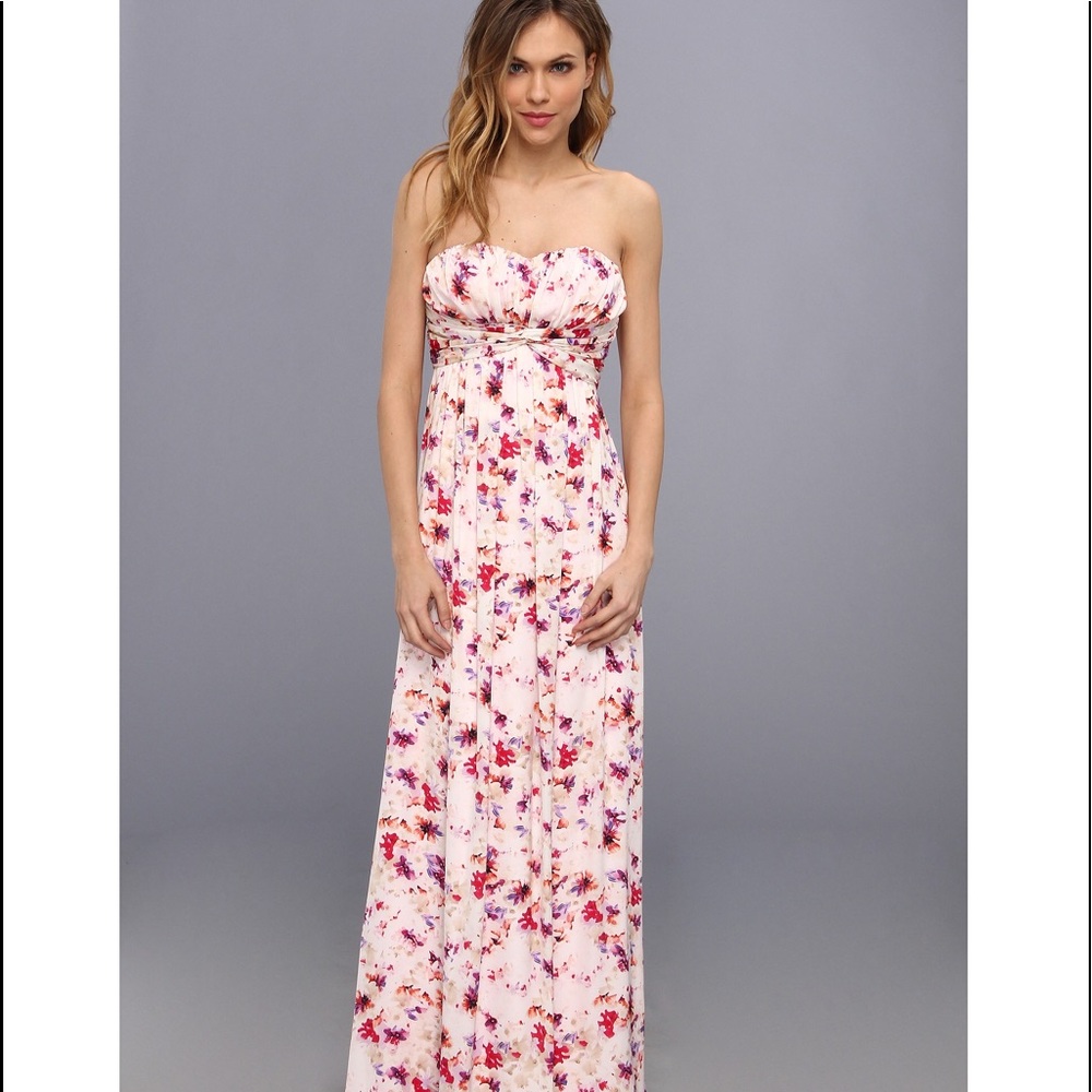 Jessica Simpson Strapless Pink Floral Gown